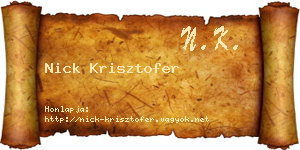 Nick Krisztofer névjegykártya